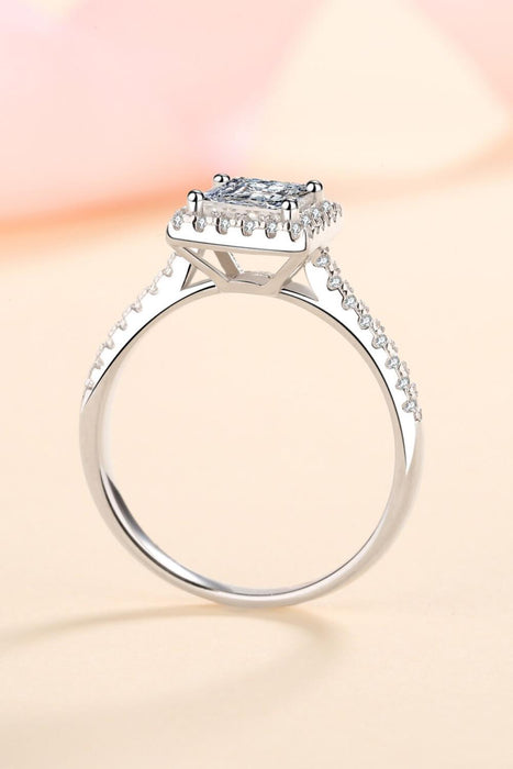 Elegant Square Moissanite Ring with Sparkling Zircon Accents - Sterling Silver Brilliance