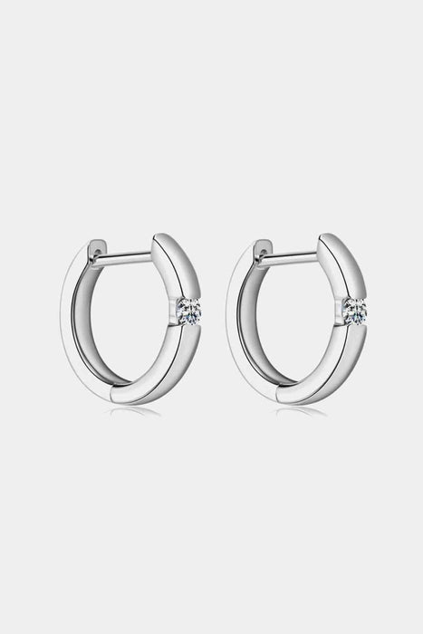 Elegant Moissanite Sterling Silver Huggie Earrings with Sparkling Gemstones