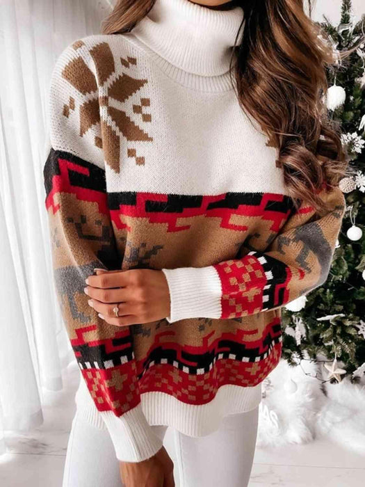 Winter Wonderland Reindeer Turtleneck Sweater - Stay Cozy and Stylish!