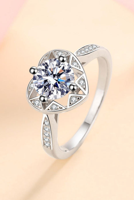 Charming Heart-Shaped Lab-Diamond Silver Ring with Zircon Details - Timeless Symbol of Affection