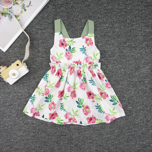 Floral Crisscross A-Line Baby Girl's Dress with Ruffled Sleeves