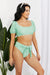 Gum Leaf Puff Sleeve High-Waist Two-Piece Swim Set - Trendy Resort Wear by Marina West