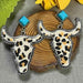 Turquoise Bull Drop Earrings with Cowhide and Alloy