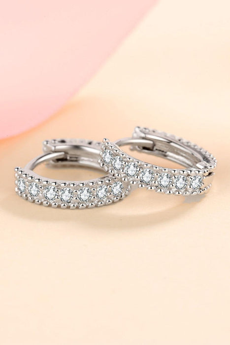 Radiant Lab-Diamond Sterling Silver Huggie Earrings with Sparkling Care Instructions