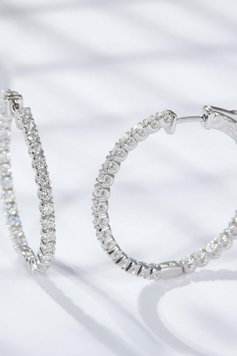 Timeless Brilliance: Platinum-Plated Moissanite Huggie Earrings