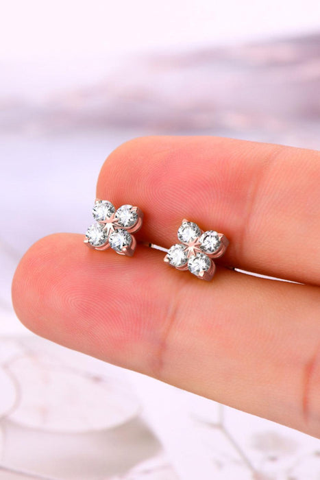 Charming Four-Leaf Clover Moissanite Earrings in Sterling Silver