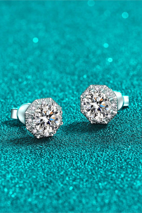 Radiant Charm: 2 Ct Moissanite Sterling Silver Stud Earrings with Rhodium Coating - Gift Box Included