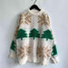 Festive Snowflake Sweater with Round Neck and Long Sleeves