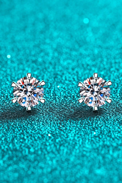 Luminous Moissanite Sterling Silver Stud Earrings - Exceptional Elegance