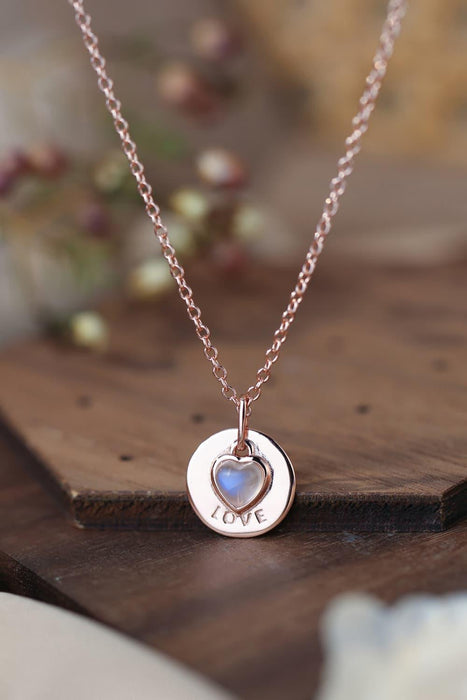 Radiant Moonstone Heart Necklace with Premium Platinum & Rose Gold Finish