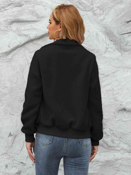 Chic Cozy Mock Neck Zip-Up Sweater Jacket