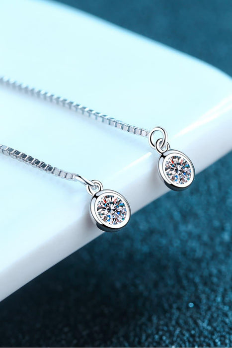 Elegant Sterling Silver Threader Earrings with Lab-Created Diamond Accent