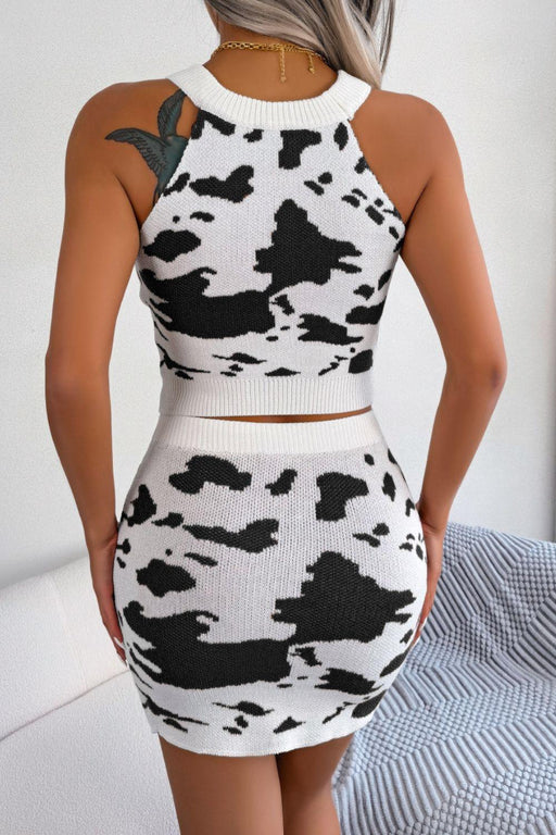 Savannah Style Animal Print Co-ord Set with Sleeveless Top and Flirty Mini Skirt