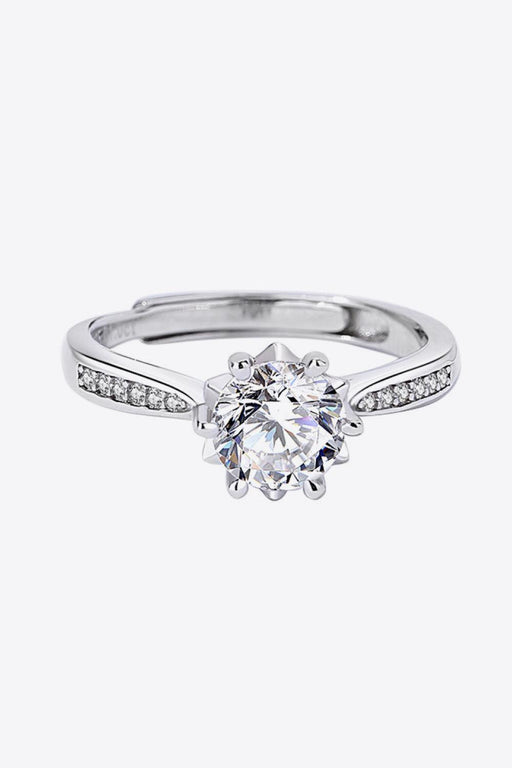 Adjustable Lab-Diamond Ring Set with Moissanite Stone and Platinum-Plated Finish