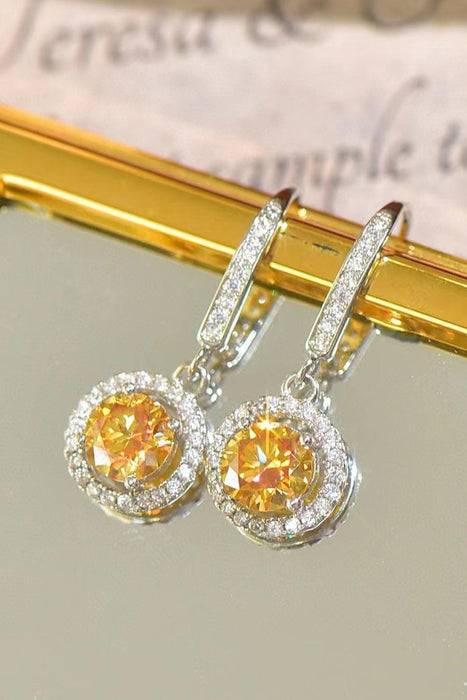 Radiant Platinum Lab-Created Diamond Drop Earrings with Stunning Zircon Accents