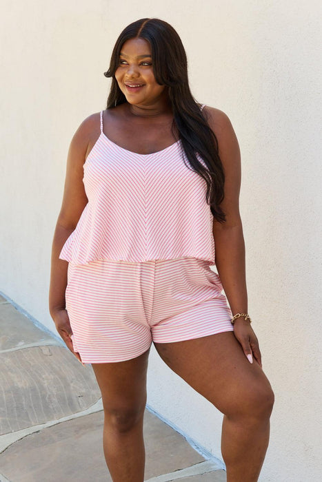 Pink Striped Double Flare Romper - 'Let It Happen' Style