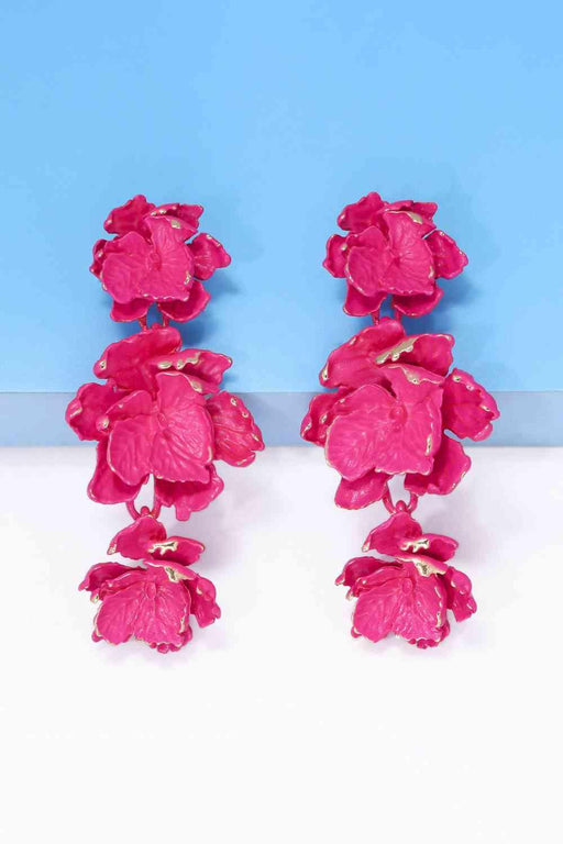 Elegant Zinc Alloy Flower Drop Earrings for Chic Style