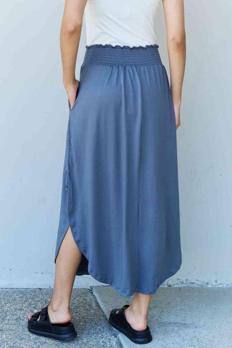 Dusty Blue Elegant High Waist Maxi Skirt - Ultimate Comfort and Style