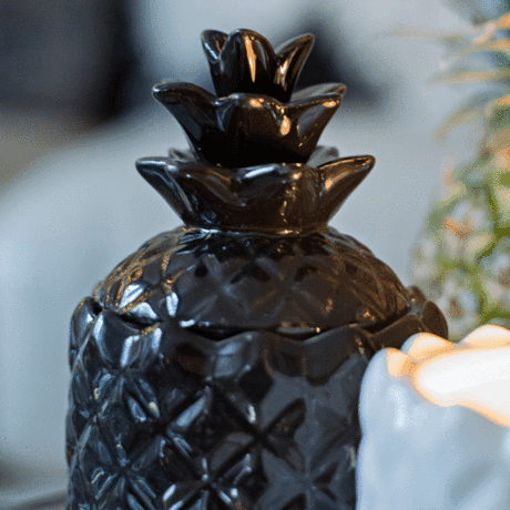 Serenity Green Lotus & Lily Candle with Black Pineapple Accent