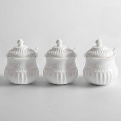 Butterfly Charm Ceramic Spice Jar Set with Spoon and Lid