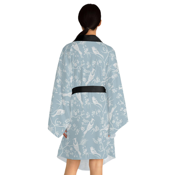 Stylish Floral Kimono Robe with Bell Sleeves and Adjustable Waist Belt