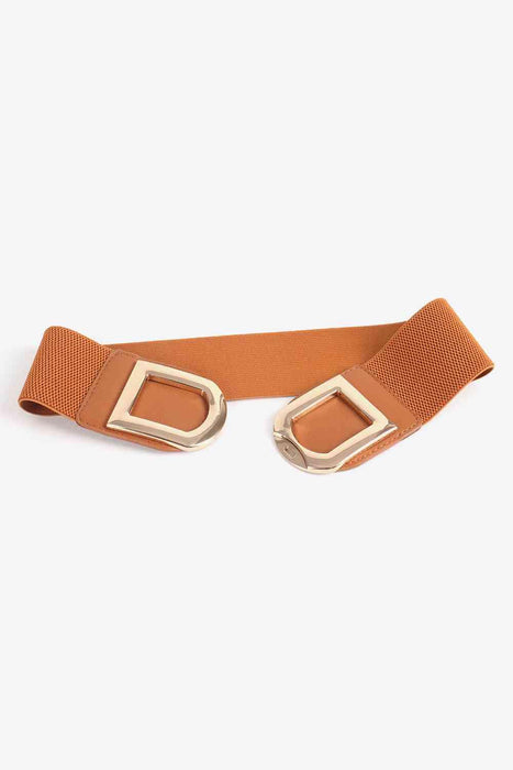 Chic Elastic PU Leather Belt with Stylish Double D Buckle