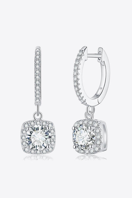 Luxurious Moissanite Geometric Drop Earrings: Exquisite Platinum-Plated Statement Jewelry