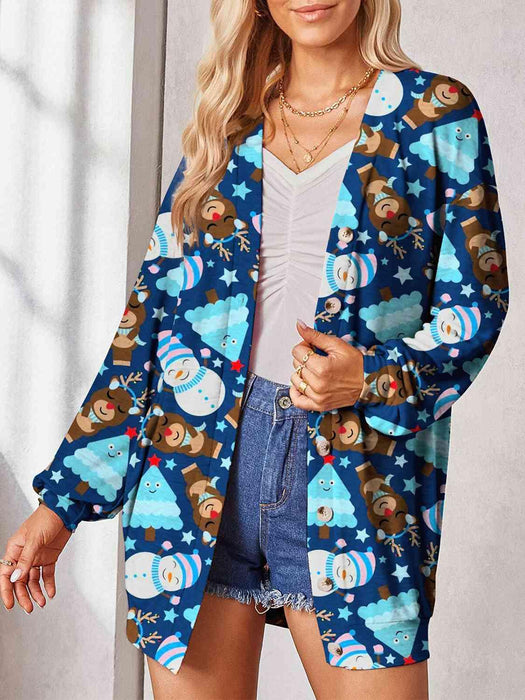 Stylish Sheer Printed Button-Up Cardigan with Unique Pattern