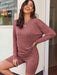 Ribbed Cozy Lounge Set with Long Sleeve Top and Shorts