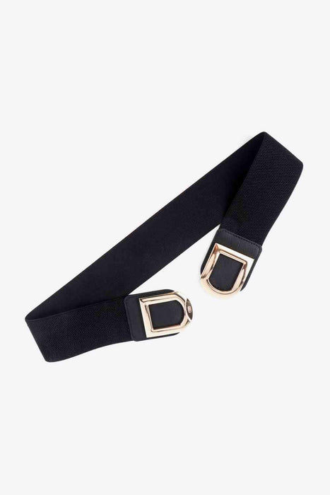 Chic Elastic PU Leather Belt with Stylish Double D Buckle