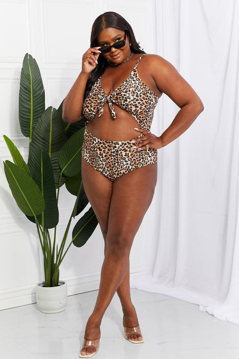 Radiant Glow Leopard Print Cutout One-Piece Swimsuit by Marina West Swim