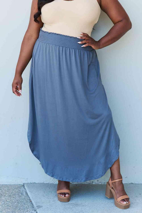 Dusty Blue Elegant High Waist Maxi Skirt - Ultimate Comfort and Style