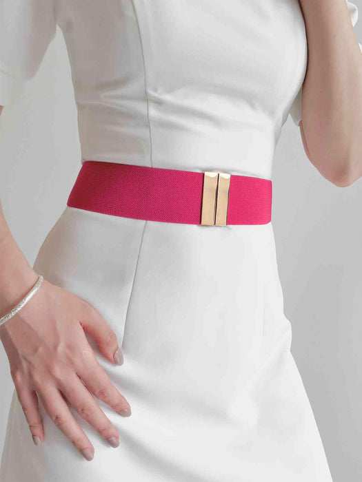 Chic Elastic Belt with Sleek Alloy Buckle - A Stylish Addition for Any Ensemble