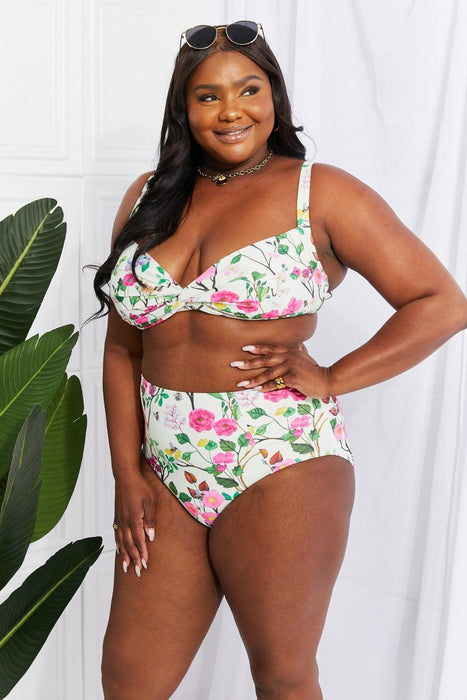 Floral Elegance High-Rise Two-Piece Swim Set