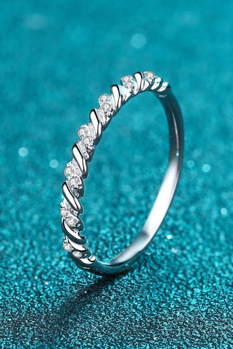 Stunning Moissanite Half-Eternity Ring in Rhodium-Plated Sterling Silver