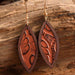 Rustic Wood and Leather Geometric Drop Earrings with Western Influence