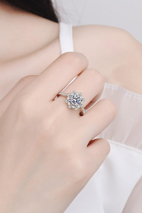 Luminous Lab-Created Diamond Moissanite Sterling Silver Statement Ring