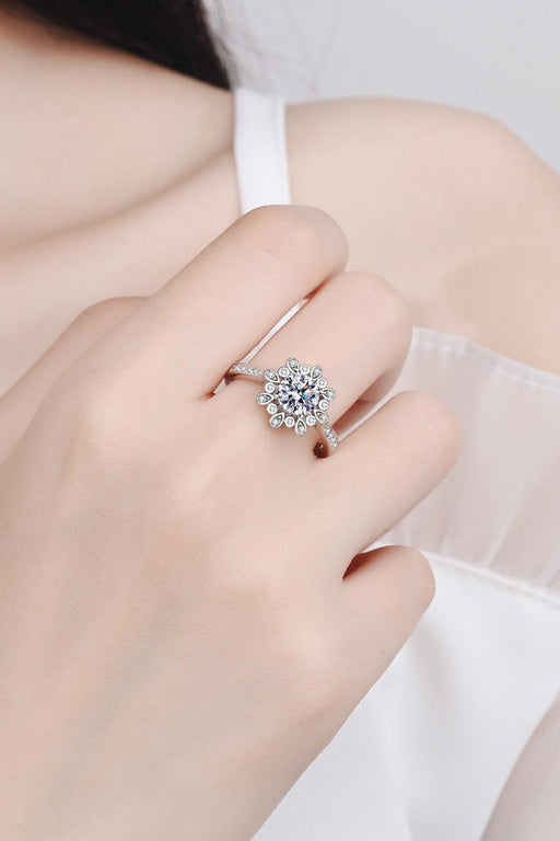 Shimmering Sterling Silver Moissanite Statement Ring with Lab-Created Diamond Sparkle