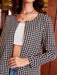 Chic Houndstooth Longline Jacket with a Touch of Sophistication