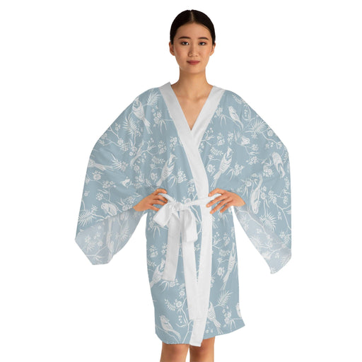 Stylish Floral Kimono Robe with Bell Sleeves and Adjustable Waist Belt