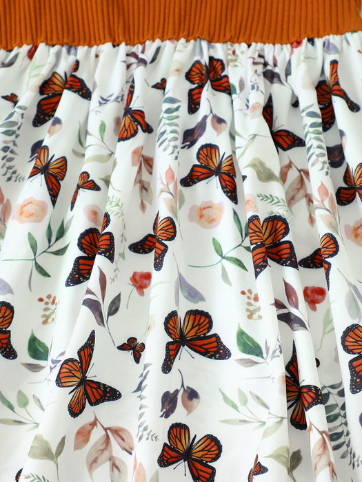 Butterfly Print Maxi Dress with Bow Detail