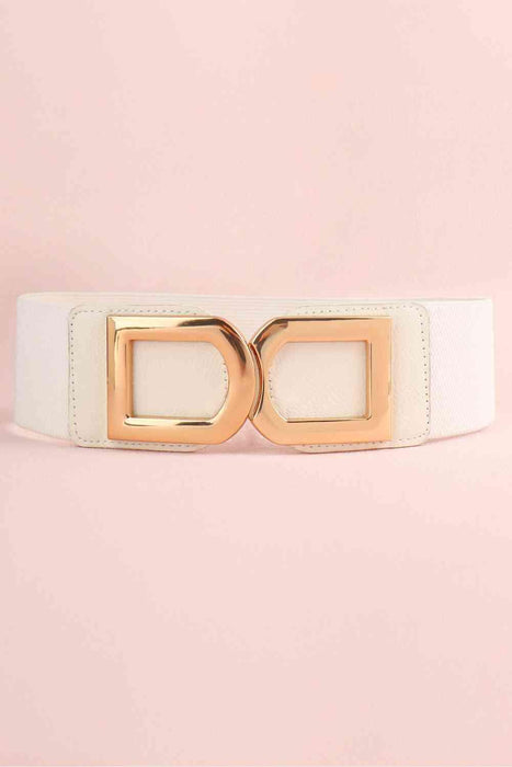 Chic Elastic PU Leather Belt with Stylish Double D Buckle