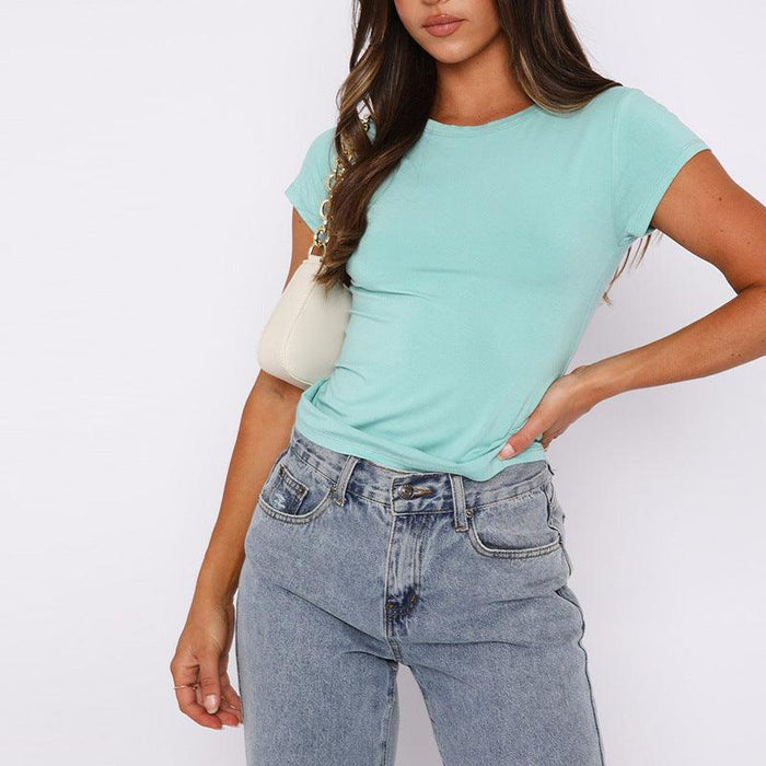 Vibrant Women's Casual Round Neck Tee - Effortless Chic Top