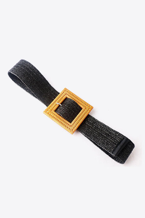 Square Resin Buckle Elastic Braid Belt