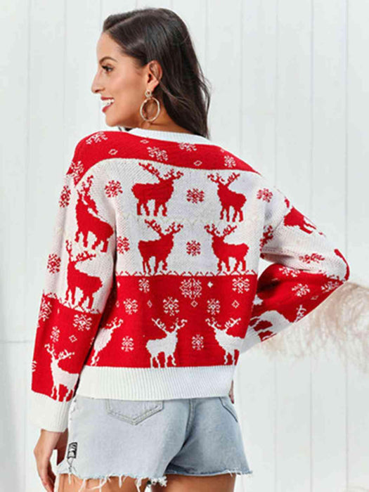 Joyful Reindeer Holiday Knit Sweater