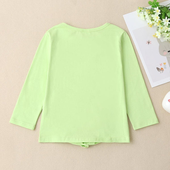 Charming Long Sleeve Butterfly Graphic Tee for Kids with Round Neck