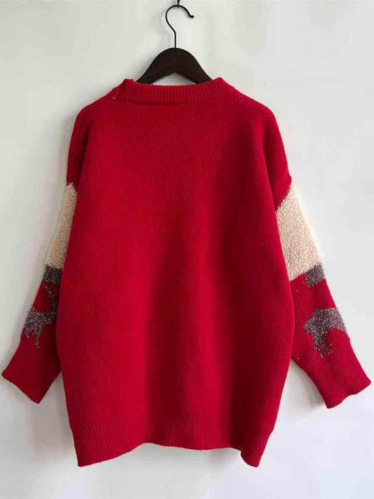 Festive Reindeer and Christmas Tree Knit Pullover