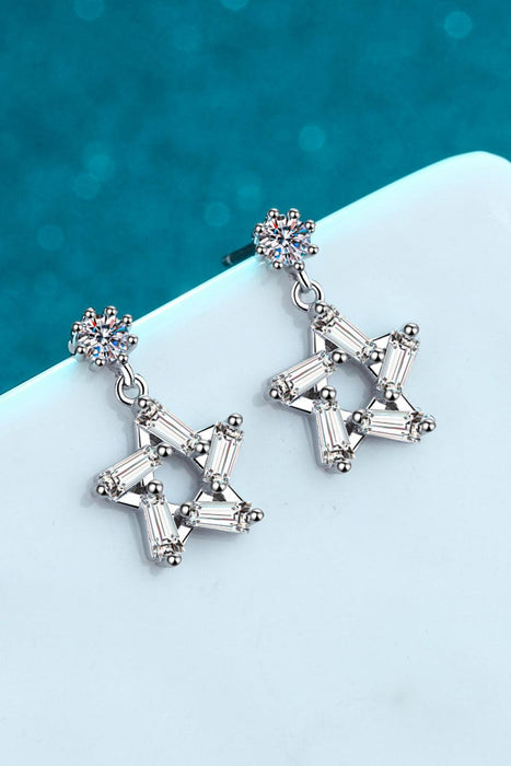 Brilliant Moissanite Silver Starburst Earrings for Timeless Elegance