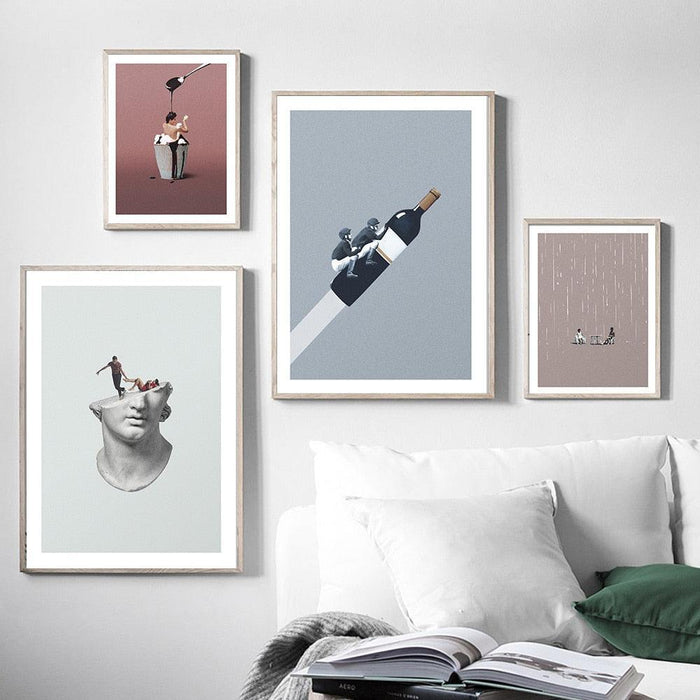 Tennis & Wine Harmony Art: Chic Decor for Aficionados and Sports Fans