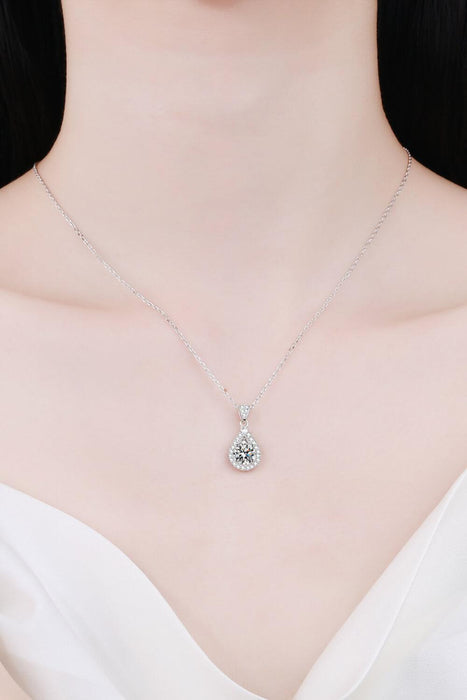 Ethereal Teardrop Moissanite and Zircon Necklace